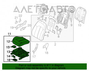 Scaun de pasager Hyundai Sonata 15-17 fără airbag, manual, material textil bej, necesită curățare chimică.