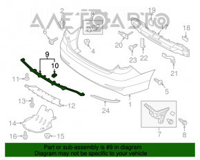 Capacul inferior al bara spate pentru Hyundai Sonata 15-17 sport cu 2 tevi, cu orificiu central, nou, neoriginal.