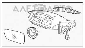 Oglindă laterală stângă Hyundai Sonata 15-17, 8 pini, BSM, semnalizator, alb.