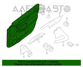 Capacul ușii, cartela frontală stânga Nissan Rogue 14-20 bej cu inserție de plastic bej, cotiera din piele