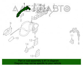 Mânerul ușii exterioare față stânga Nissan Rogue 14-20 crom, keyless, buton structural