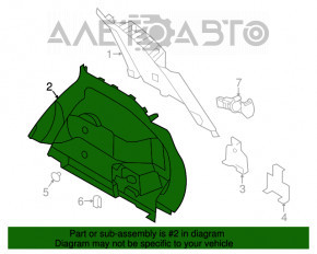 Capacul arcului drept Nissan Rogue 14-20 bej cu două rânduri de zgârieturi.