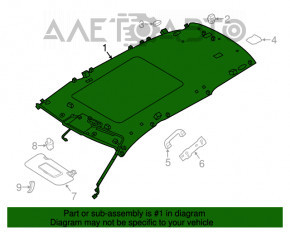 Acoperirea tavanului Nissan Rogue 14-20 gri sub panoramă