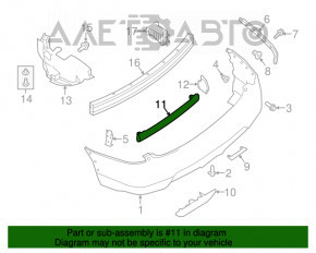 Абсорбер заднего бампера Nissan Rogue 14-20 тип 1, замят, сломана направляйка