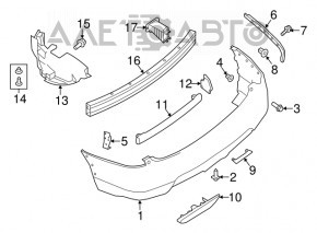 Absorbantul de bara spate Nissan Rogue 14-20 tip 1, suporturile sunt rupte