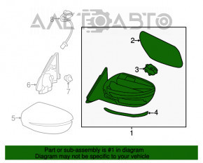 Зеркало боковое правое Nissan Rogue 14-20 11 пинов, камера, поворотник, подогрев