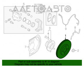 Placă de frână față stânga Nissan Rogue 14-20 25.9mm