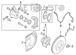 Placă de frână față dreapta Nissan Rogue 14-20 cu 2 pistoane