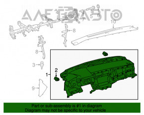 Panoul frontal al torpedo-ului fără AIRBAG pentru Toyota Avalon 13-18, negru, cu o fisură.