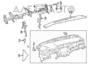 Торпедо передняя панель с AIRBAG Toyota Avalon 13-18 кожа серая, гнутые боковые накладки