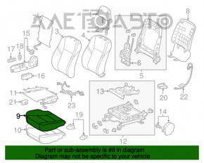 Scaun de pasager Toyota Avalon 13-18 fără airbag, electric, încălzire, piele neagră, fără butoane.