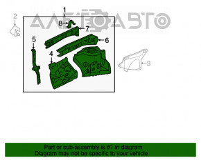 Panoul frontal stânga Toyota Avalon 13-18 argintiu cu stâlp central, fără longeron.