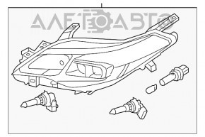 Far dreapta față Toyota Avalon 13-15, gol, cu halogen, pentru polizare.