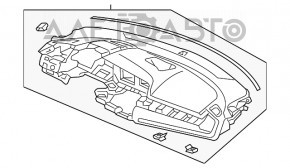 Panoul frontal cu AIRBAG pentru Honda Civic X FC 16-21, negru, cu capacul uzat.