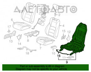 Пассажирское сидение Honda Accord 18-22 без airbag, электро, кожа черн, топляк не работают моторчики