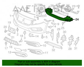 Amplificatorul de bara fata pentru Honda Civic X FC 16-19, nou, original OEM.