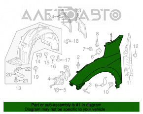 Aripa dreapta fata Honda Civic X FC 16-18