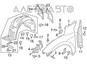 Garnitură aripă ușă - aripă dreapta Honda Civic X FC 16-20