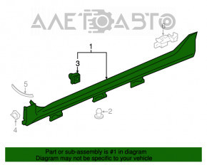 Порог правый Honda Civic X FC 16-21 4d серебро, царапины, слом креп