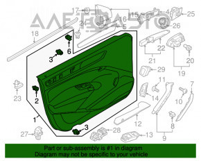 Обшивка двери карточка передняя левая VW Passat b8 16-19 USA черн, царапина