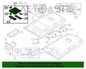 Плафон освещения передний VW Passat b8 16-19 USA без люка, серый