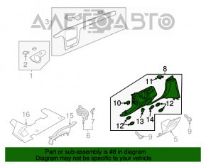 Capacul genunchiului șoferului VW Passat b7 12-15 SUA negru, suport rupt