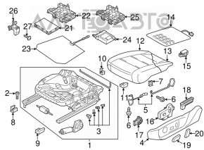 Scaun șofer VW Passat b8 16-19 SUA fără airbag, manual, material textil negru, fără mânere.