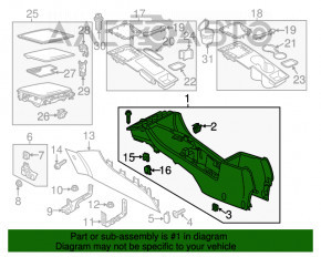 Consola centrală cu cotieră pentru VW Passat b8 16-19 SUA, piele gri