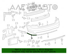 Moldura bara spate dreapta VW Passat b8 16-19 SUA crom, suportul este rupt.