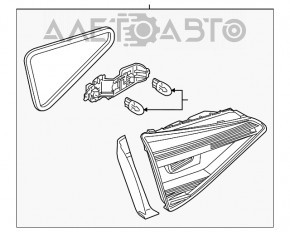 Lampa interioară pentru capacul portbagajului stânga VW Passat b8 16-19 SUA, nou, de culoare deschisă, neoriginal.