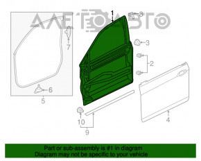 Ușă asamblată față dreapta Honda Accord 13-17 albastru B553P, keyless