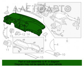 Торпедо передняя панель без AIRBAG Honda Accord 13-17 черн, стрельнувший AIRBAG