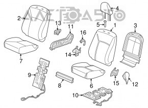 Scaun de pasager pentru Honda Accord 13-17 fără airbag, electric, piele bej, curățat chimic.