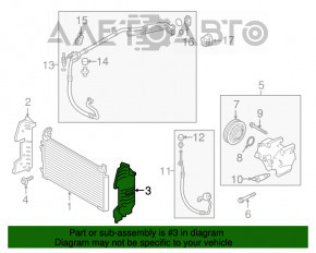 Deflectorul radiatorului stânga Hyundai Sonata 15-17 2.4 nu are fragment, ciobitură