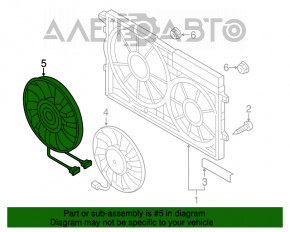 Ventilatorul de răcire stânga VW Passat b8 16-19 USA este mare, ronțăie rulmentul.