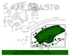 Panoul frontal al torpedo-ului fără AIRBAG pentru VW Passat b7 12-15 SUA, negru.