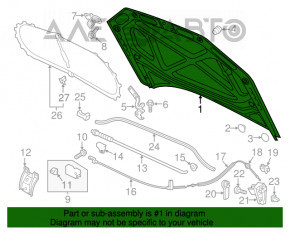 Капот голый VW Passat b7 12-15 USA серебро Lb7 12-15W тычки в передней части