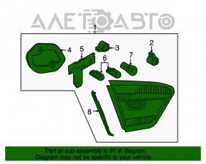 Lampa interioară pentru capacul portbagajului stânga VW Passat b7 12-15 SUA, defect la marginea sticlei.