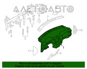 Panoul frontal al torpilei fără AIRBAG Nissan Rogue 14-20 negru.