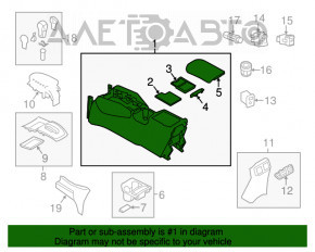 Consola centrală cu cotier și suporturi pentru pahare Nissan Rogue 14-16 negru, fără capacete