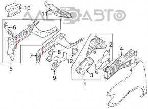 Bara de protecție față stânga Nissan Rogue 14-20 negru