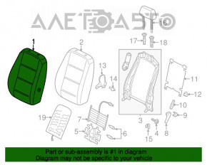 Водительское сидение VW Passat b7 12-15 USA с airbag, электро, кожа черн