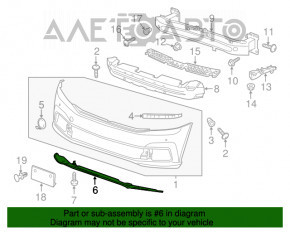 Buza de la bara de protecție față a VW Passat b8 16-19 SUA este ștearsă.