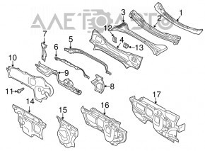 Grila stergatoarelor din plastic dreapta VW Passat b7 12-15 SUA