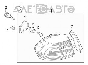 Фонарь внешний крыло левый VW Passat b8 16-19 USA LED светлый