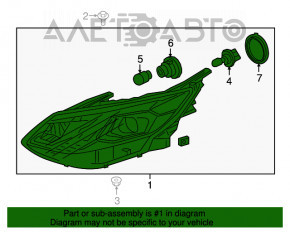 Фара передняя левая голая Chevrolet Volt 16- OEM