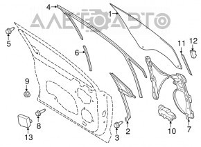 Geamul ușii din față stânga a Ford Fusion mk5 13-20 zgâriat.