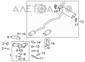 Выпускная трасса на 1 трубу Ford Fusion mk5 13-20 2.5, 1.5T, 1.6T отпилен катализатор, ржавая