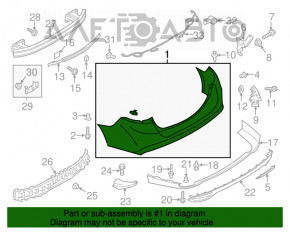 Bara spate goală Ford Fusion mk5 13-18 pentru senzori de parcare, roșie.