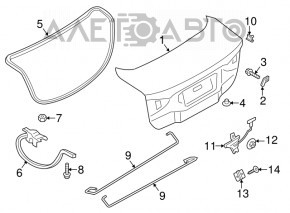 Крышка багажника Ford Fusion mk5 13-20 графит UJ, без спойлера, вмятина